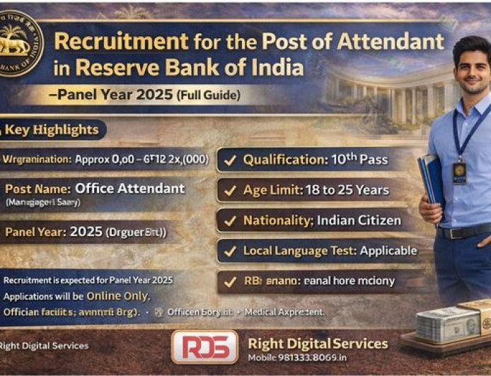 Reserve Bank of India में Office Attendant पद पर भर्ती — Panel Year 2026 के लिए संभावित अवसर