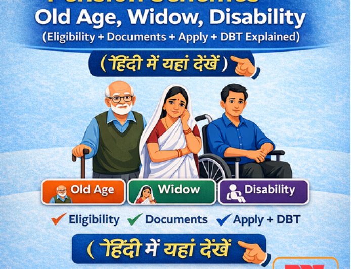 Pension Schemes — Old Age, Widow, Disability (Eligibility + Documents + Apply + DBT Explained)( हिंदी मैं यहाँ देखे)